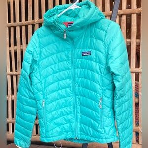 Patagonia Feather Down Puffer Aqua Quilted Jacket